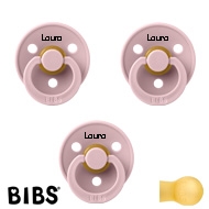 BIBS Colour Sutter med navn str2, 3 Pink Plum, Runde latex